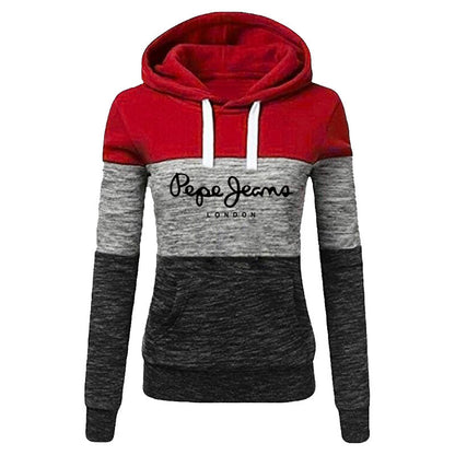 Women's 3-Stripe Stitching Printed Hooded Sweater -Slim Fit