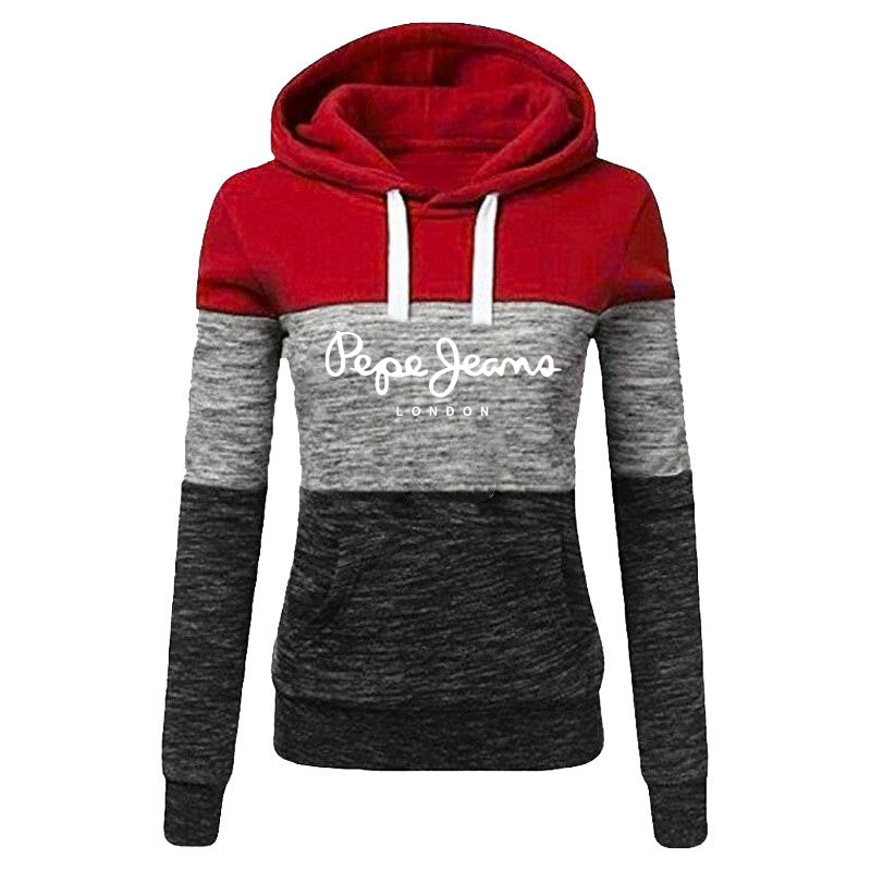 Women's 3-Stripe Stitching Printed Hooded Sweater -Slim Fit