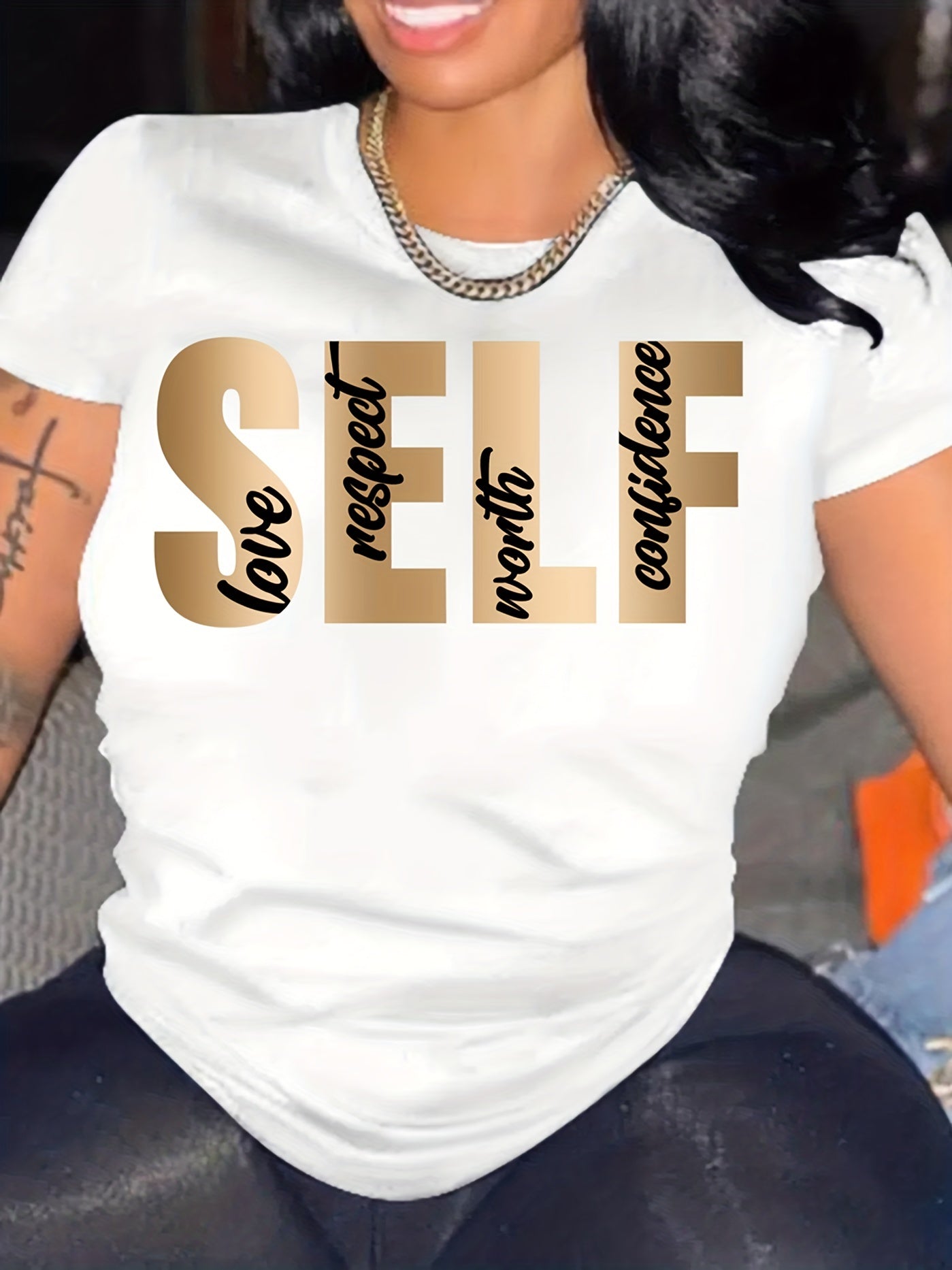 "SELF LOVE" Casual Crew Neck Tee