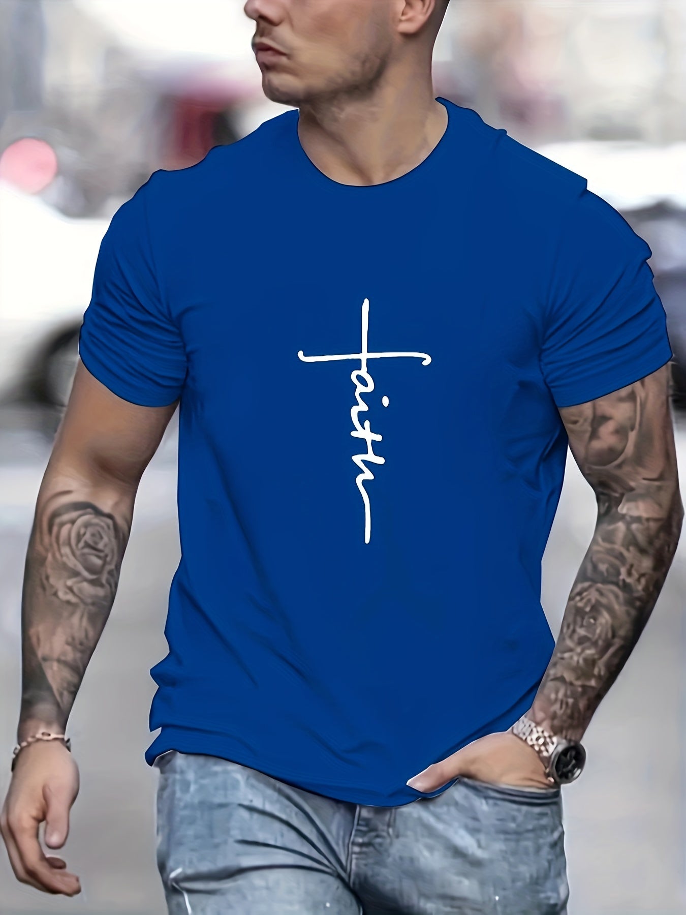 "FAITH", Men's Casual Graphic Tee