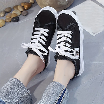 Trendy Canvas, Casual Platform Slippers