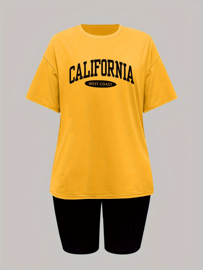 California Set, Casual Short Sleeve T-shirt & Slim Fit Shorts