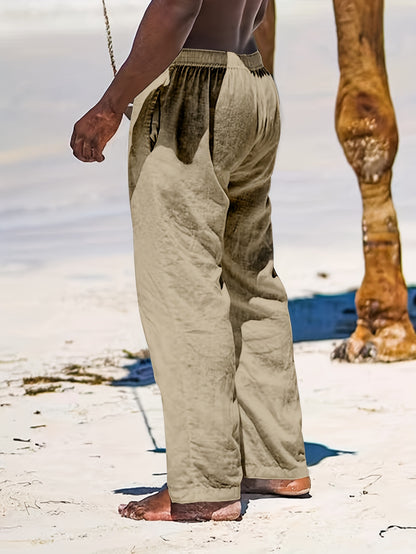 Men's Drawstring Straight Leg Beach Casual Baggy Pants