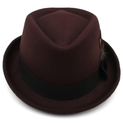 "British Style" Small Jazz Hat with Roll-up Feather