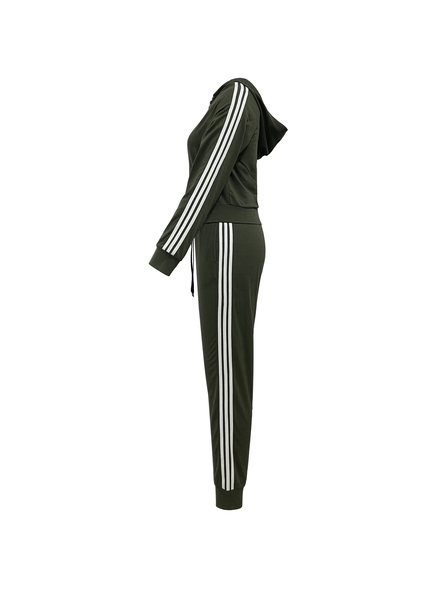 Women's Color Block Two-piece Tracksuit, Casual Zip Up Hoodie & Drawstring Pants