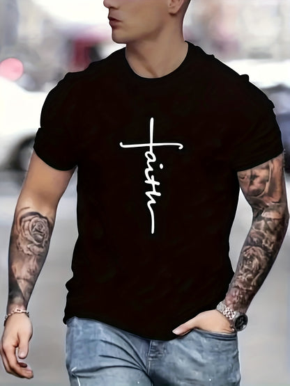 "FAITH", Men's Casual Graphic Tee