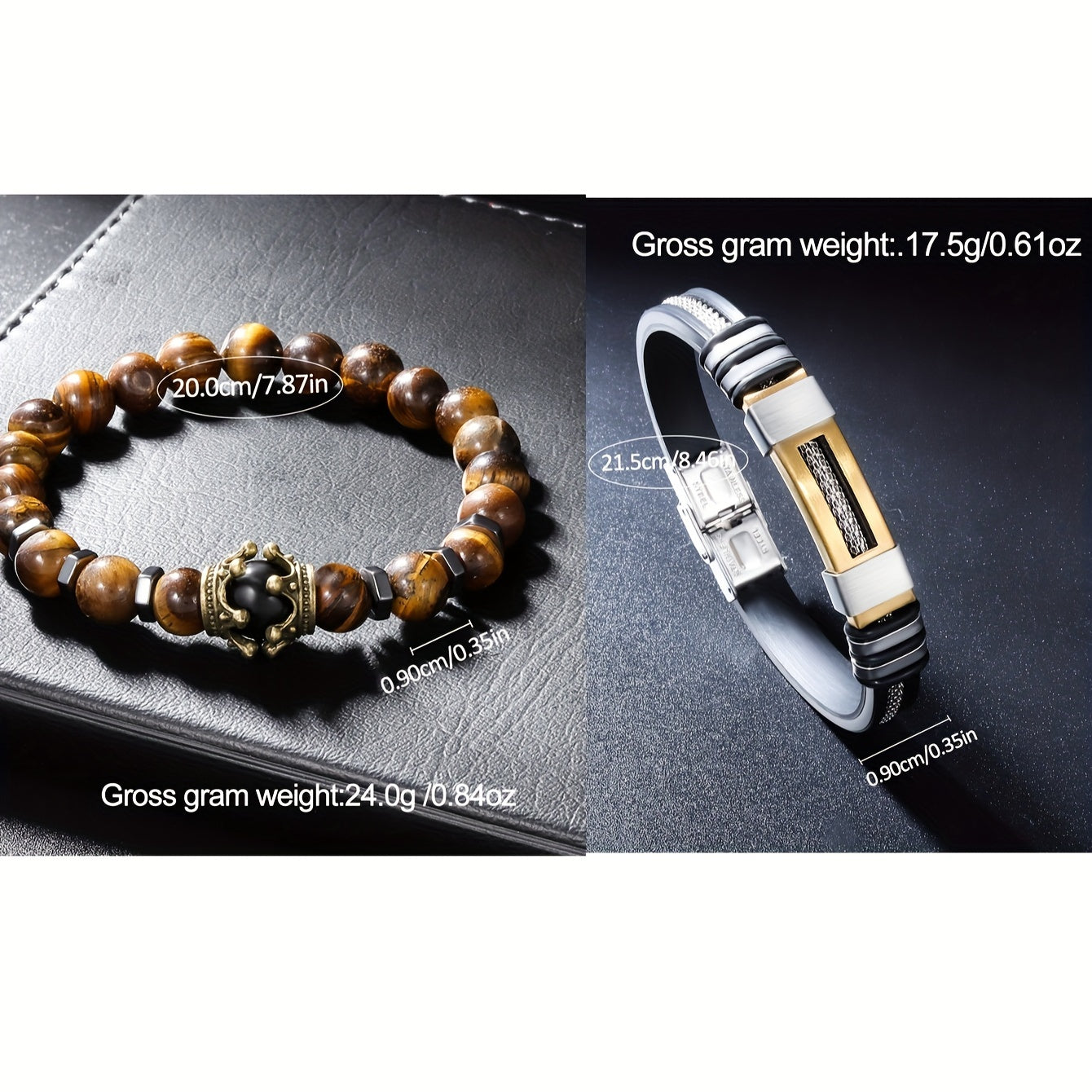 Men's Casual Simulated Watch and Classic Bracelet Set