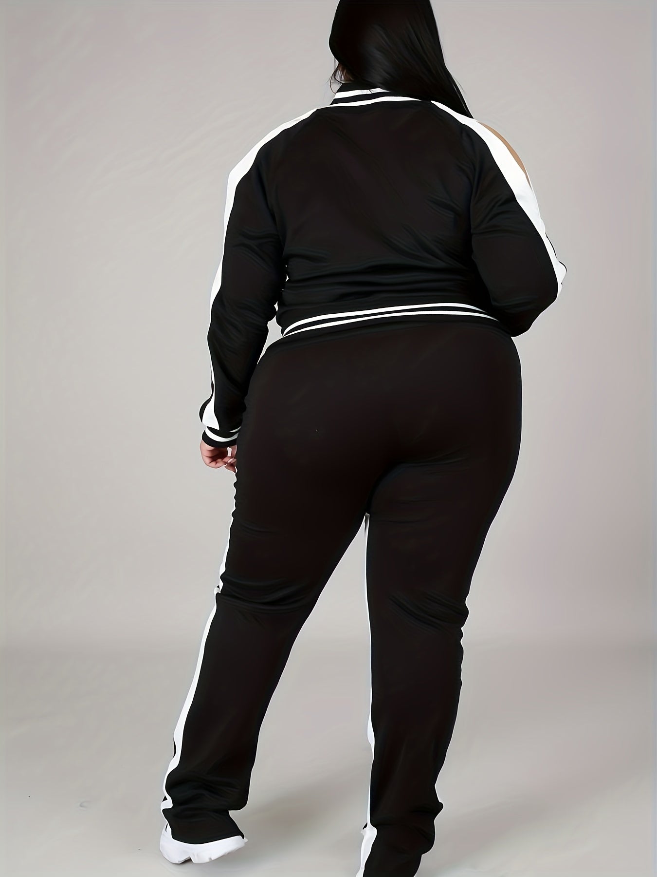 "Sporty Set" Long Sleeve Crew Neck Jacket & Versatile Pants Sports Suit