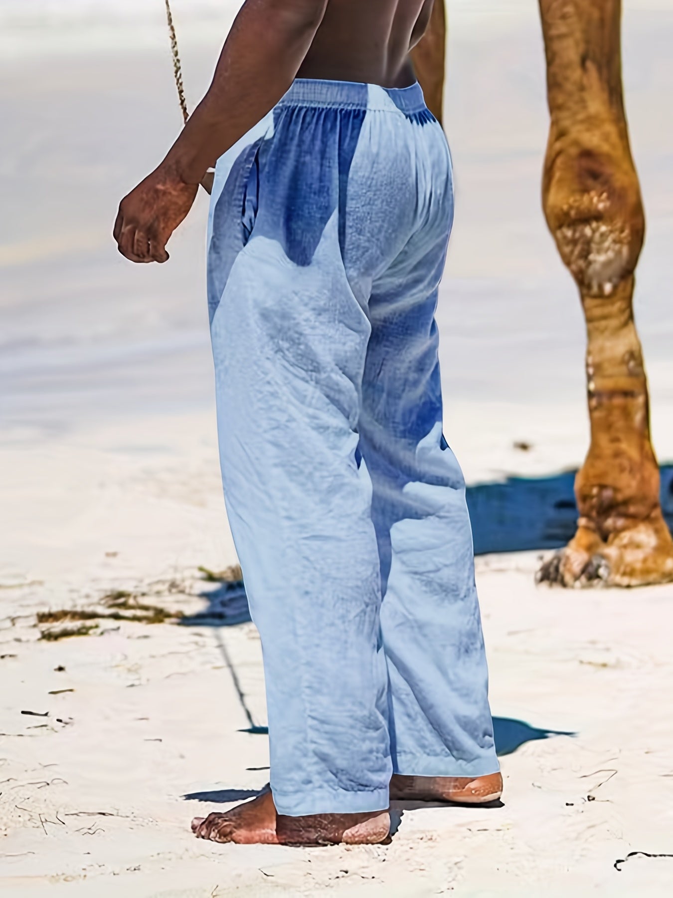 Men's Drawstring Straight Leg Beach Casual Baggy Pants