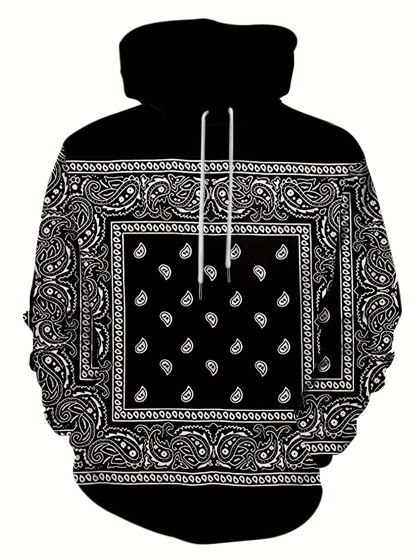 Retro Bandana Print Pullover Hoodie