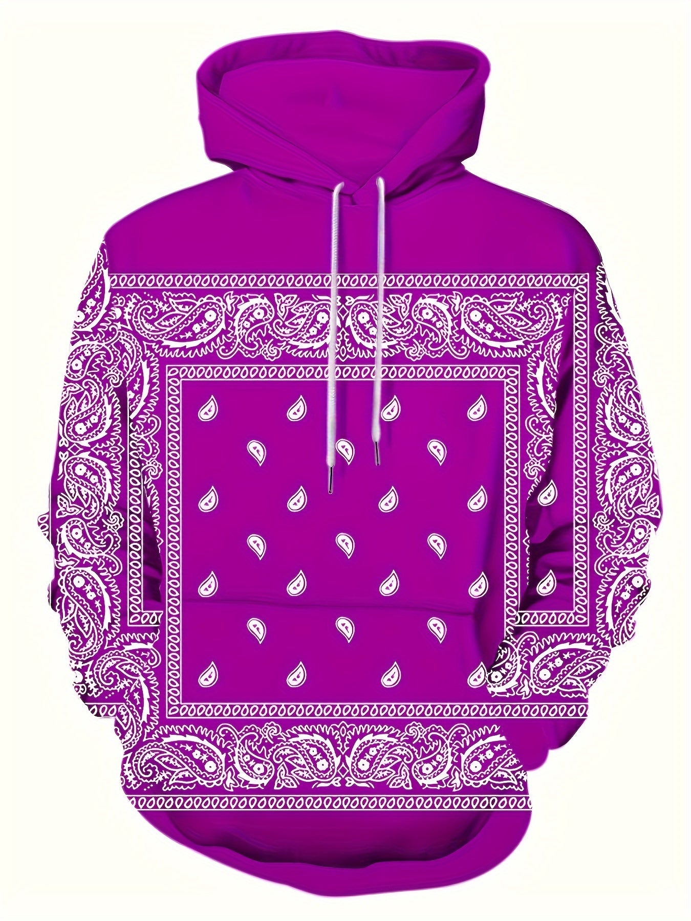 Retro Bandana Print Pullover Hoodie