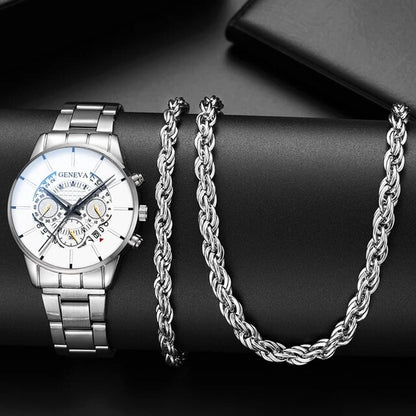 Silver Watches for Men Luxury Fashion Design Stainless Steel Watch Quartz Men'S Watch Gift Montre Homme Relogio Masculino No Box