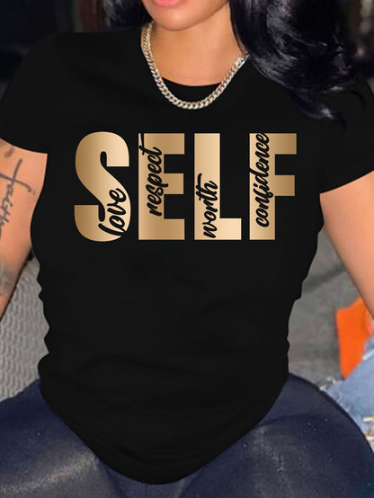 "SELF LOVE" Casual Crew Neck Tee