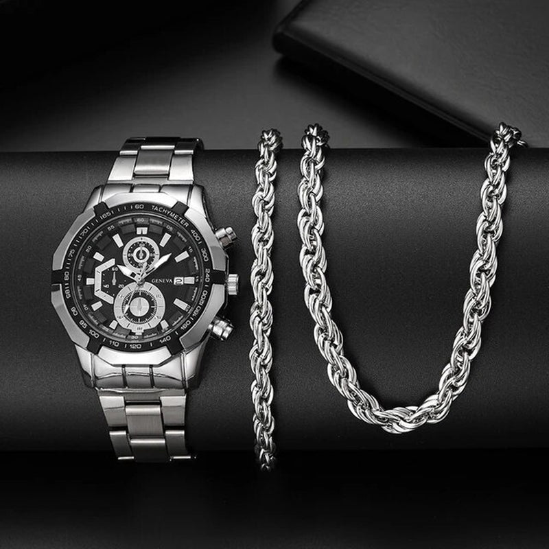 Silver Watches for Men Luxury Fashion Design Stainless Steel Watch Quartz Men'S Watch Gift Montre Homme Relogio Masculino No Box