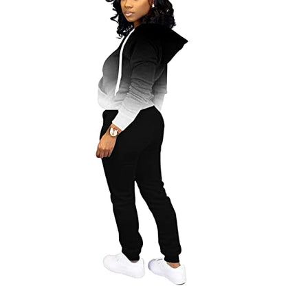 Women's Casual Fashion Tracksuit - Black Gradient