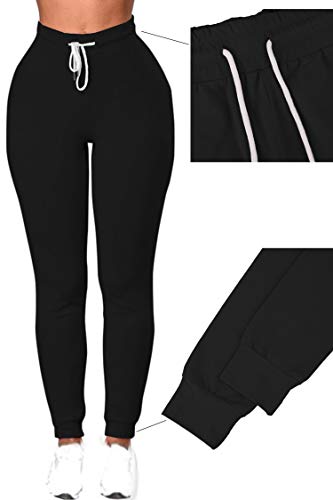 Women's 2-Piece Jogger Suit - Long Sleeve Hoodie & Matching Sweatpants (Black)