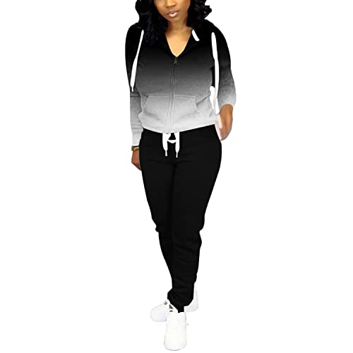 Women's Casual Fashion Tracksuit - Black Gradient