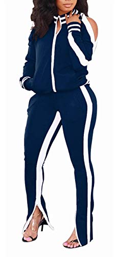 "Sporty Set" Navy/White Women's Casual Fashion Tracksuit