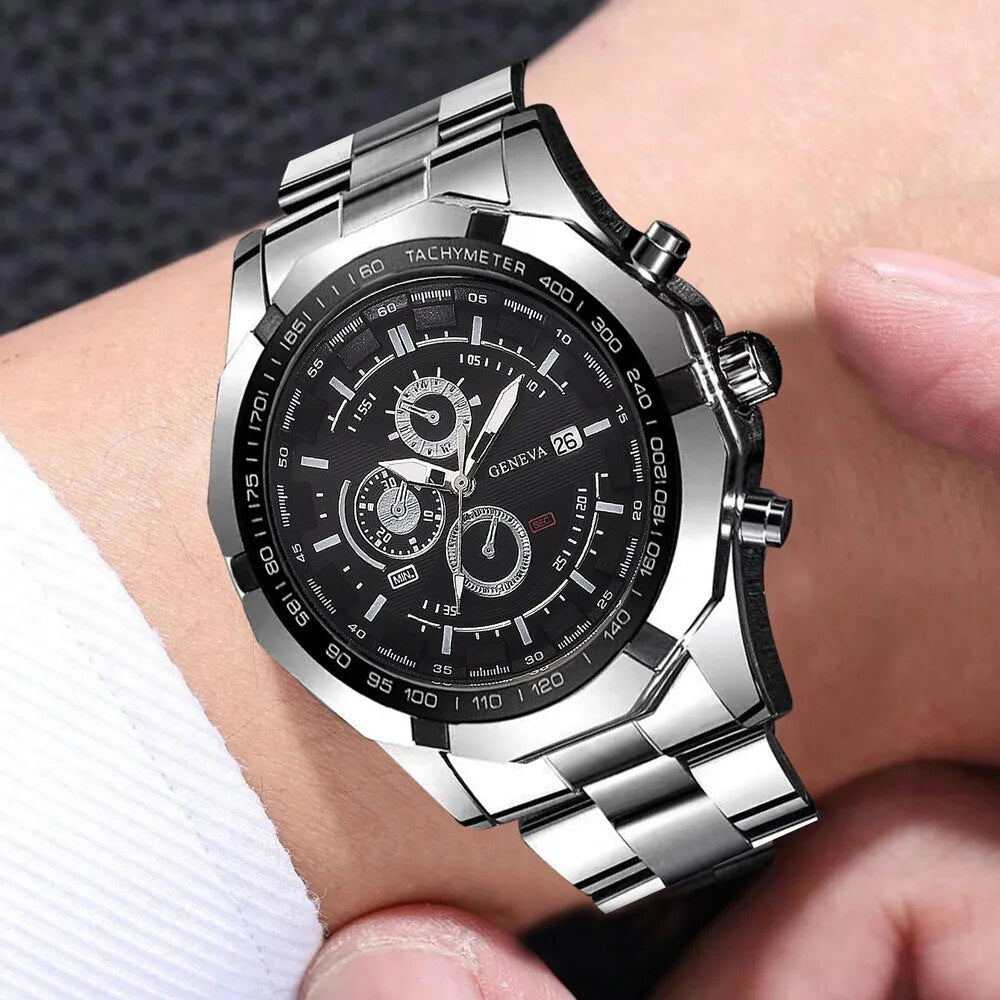 Silver Watches for Men Luxury Fashion Design Stainless Steel Watch Quartz Men'S Watch Gift Montre Homme Relogio Masculino No Box