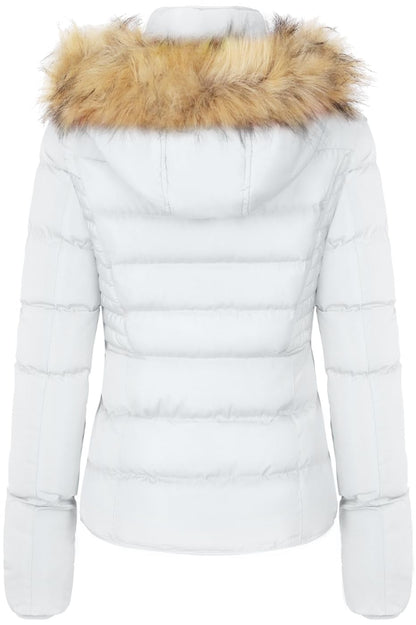 Women's Quilted, Faux Fur Puffer Coat - Removable Hood