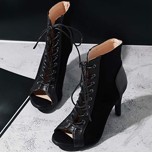 Ladies Lace-Up Peep Toe Stiletto Heel