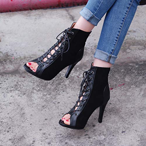 Ladies Lace-Up Peep Toe Stiletto Heel