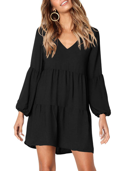 *NEW ARRIVAL* Women's Tunic V Neck Dress, Long Sleeve - Black