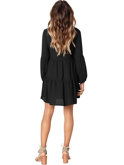 *NEW ARRIVAL* Women's Tunic V Neck Dress, Long Sleeve - Black