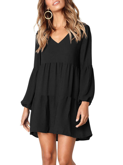 *NEW ARRIVAL* Women's Tunic V Neck Dress, Long Sleeve - Black