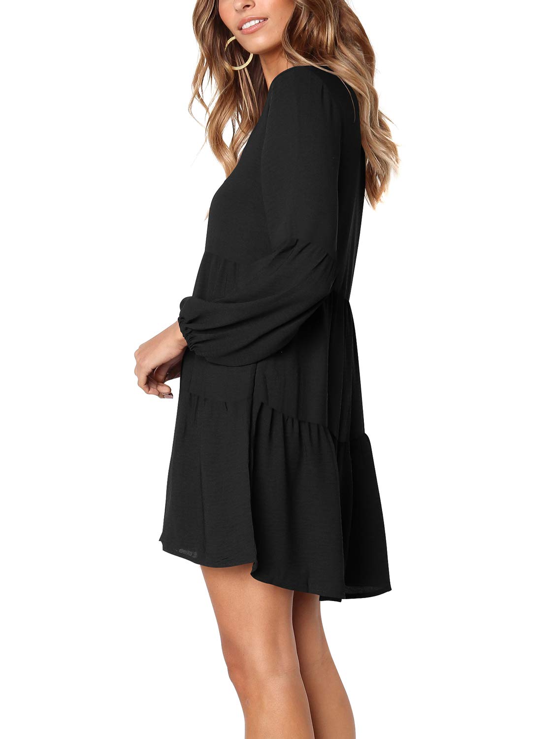 *NEW ARRIVAL* Women's Tunic V Neck Dress, Long Sleeve - Black