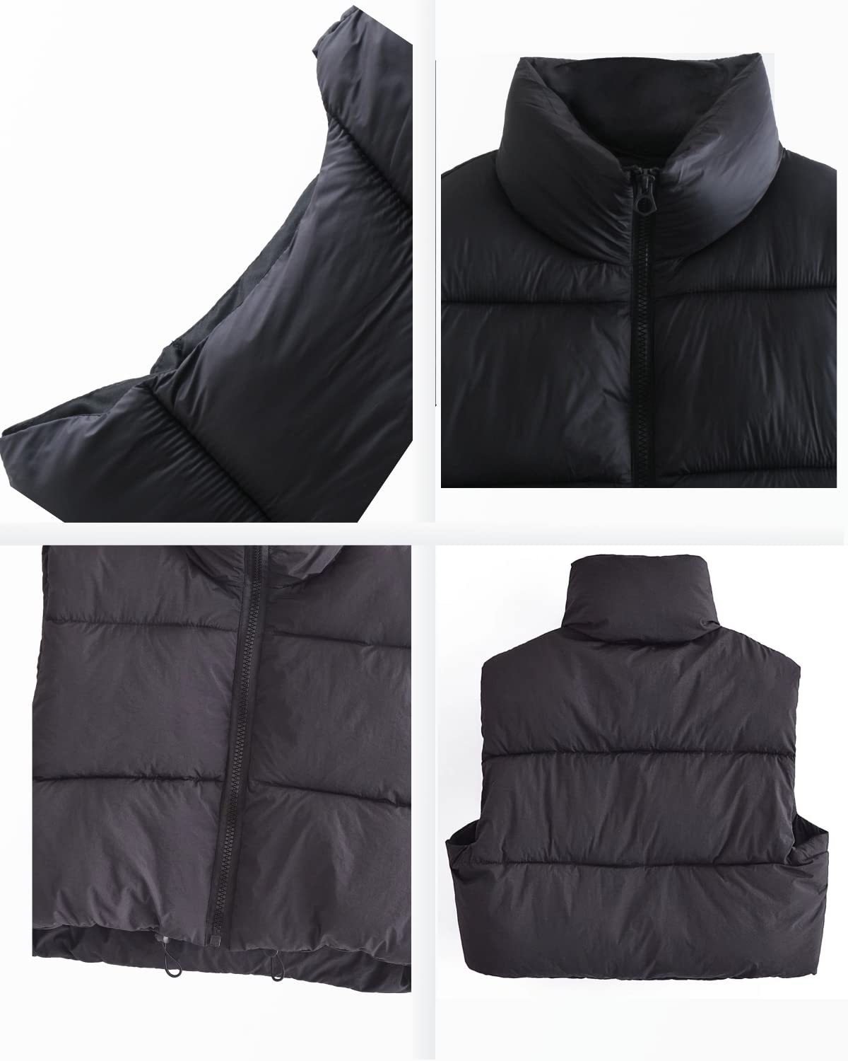 Women's Cropped Puffer Vest (Black)