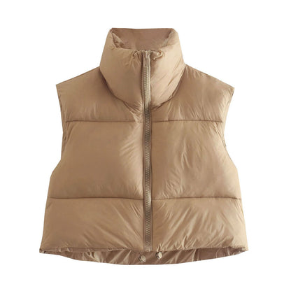 Women's Stand Collar Crop Puffer Vest