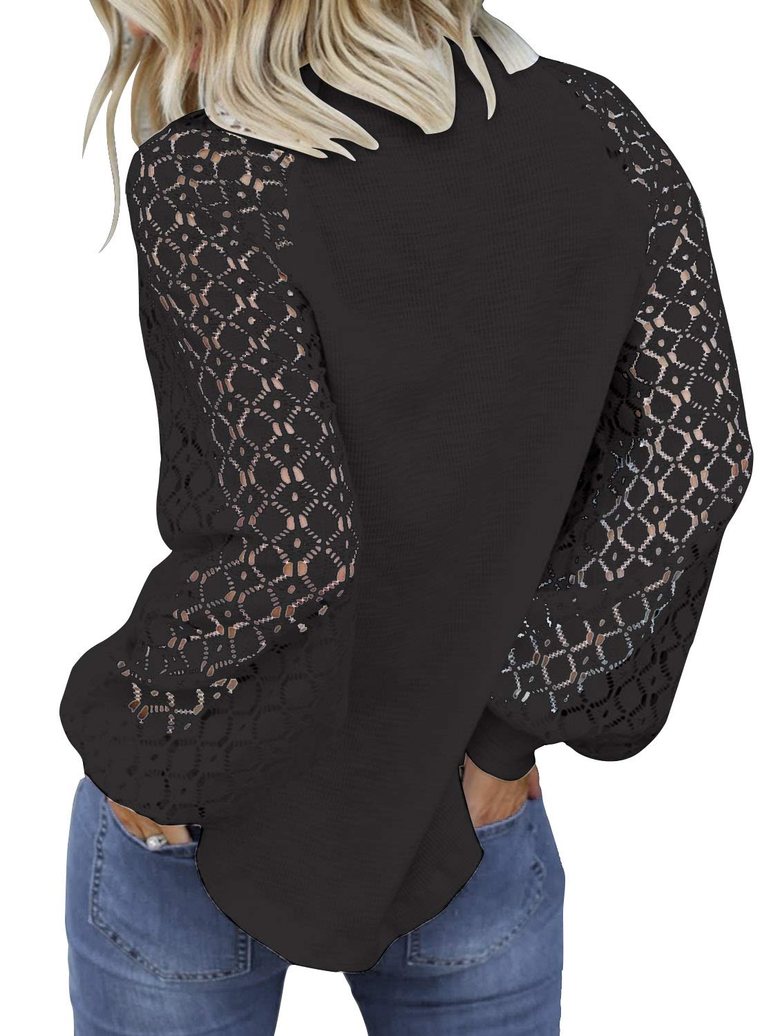 Women's Lace Sleeve Top (Black)