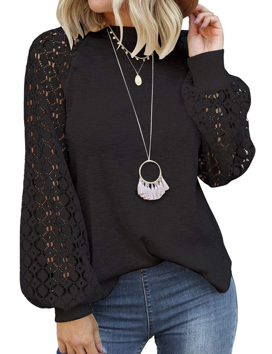 Women's Lace Sleeve Top (Black)